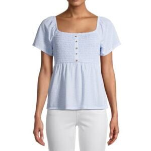 No Boundaries Blue Baby Flower Smocked Baby Doll Top XXL